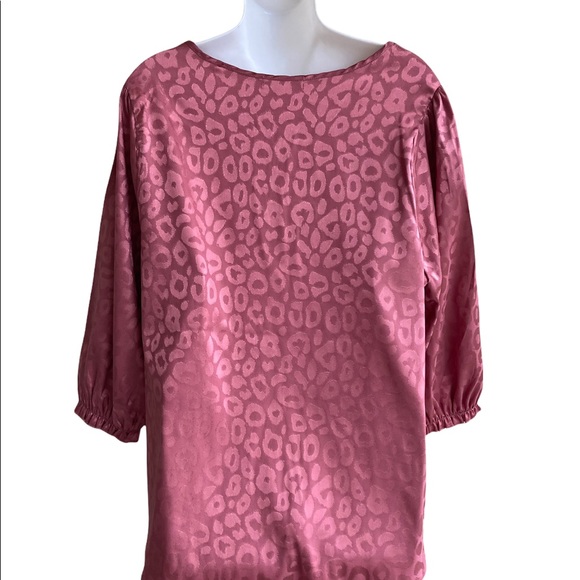NWT Retrology Woman's 3X Cosmetic Rose Pink Sateen Top Blouse 3/4 Sleeves - Picture 3 of 4